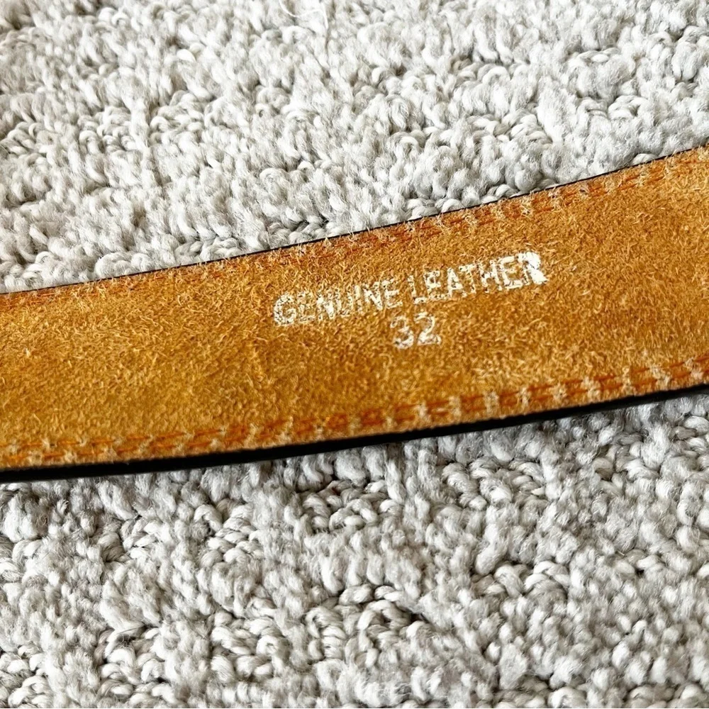 Mens Youth Boys Brown Leather Belt Sz 32 Saddle Everyday Career Formal Dress